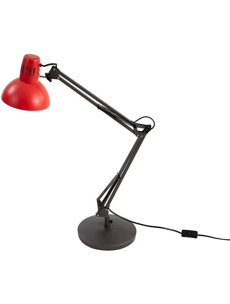 Lampe Bureau ARCHITECTE ALBA Couleur LED- Articulée - Lampe de Bureau avec  Base et à Pince, coloris verte et rouge Couleur Rouge