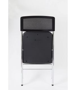 ALBA Chaise pliante confort Diva- Dossier maille résille, assise tissu Noir  - Pieds chromés (Lot de 2) - Chaises